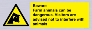 Beware Farm animals can be dangerous. Visitors are advised not to interfere with animals